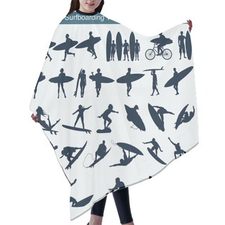 Personality  Surfboarding Vector Silhouettes Hair Cutting Cape