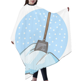 Personality  Shovel In Pile Of Snow On White Background With Blue Circle Hair Cutting Cape