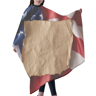 Personality  Elevated View Of Vintage Blank Crumpled Paper On American Flag  Hair Cutting Cape