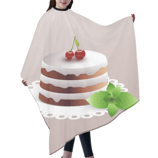 Personality  Cherry Cake. Vector Illustration. Hair Cutting Cape