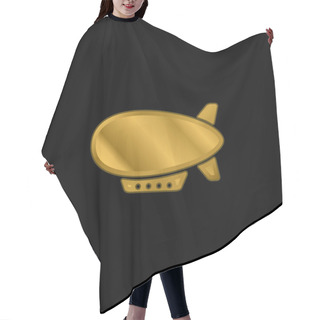 Personality  Airship Side View Gold Plated Metalic Icon Or Logo Vector Hair Cutting Cape