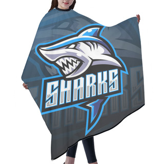 Personality  Shark Esport Mascot Logo Design Hair Cutting Cape