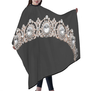 Personality  Golden Tiara With Diamonds On A Black Background Hair Cutting Cape