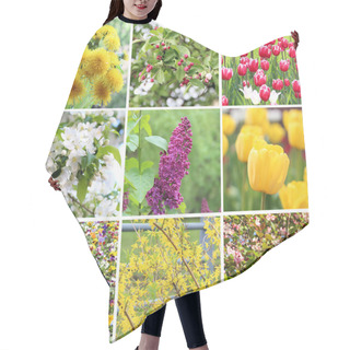 Personality  A Collection Of Nine Pictures Of Flowers Blossoming In Spring Hair Cutting Cape