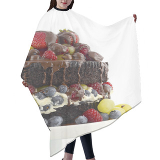 Personality  Deliciously Divine Chocolate Cake With Berries And Cream.  Hair Cutting Cape