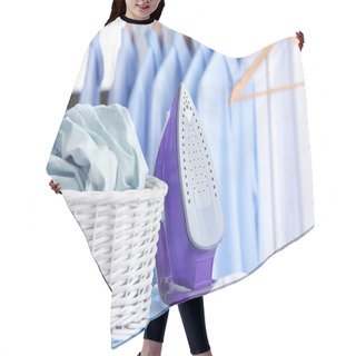 Personality  Wicker Basket With Clothes On Ironing Board At Dry-cleaner's Hair Cutting Cape
