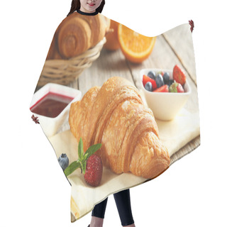 Personality  Fresh Tasty Croissants With Berries Hair Cutting Cape