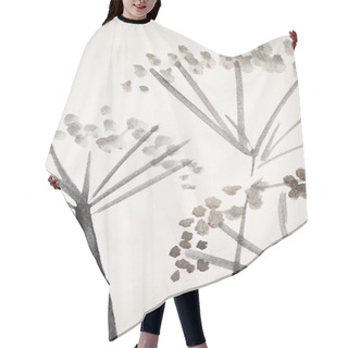 Personality  Japanese Painting With Flowers On White Hair Cutting Cape