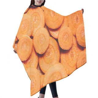 Personality  Top View Of Fresh Ripe Carrot Slices Background Hair Cutting Cape