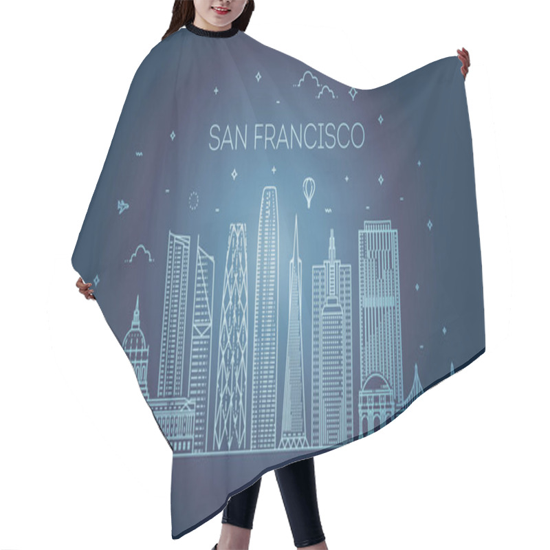 Personality  San Francisco city skyline vector background hair cutting cape