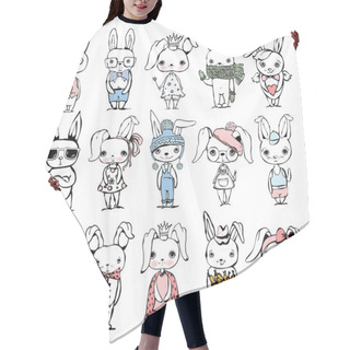 Personality  Set Of Hipster Stylish Rabbits  Hair Cutting Cape