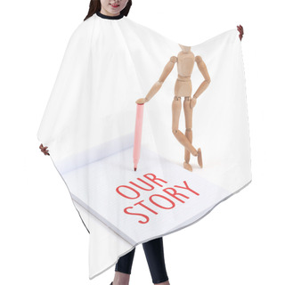 Personality  Wooden Mannequin Writing - Our Story Hair Cutting Cape