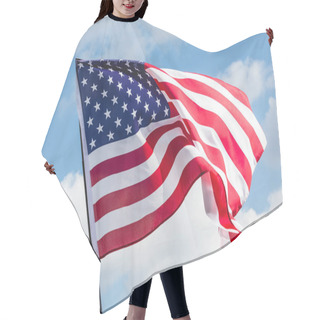 Personality  Low Angle View Of Stars And Stripes On American Flag Against Blue Sky Hair Cutting Cape
