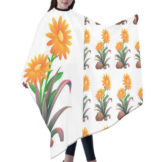 Personality  Seamless Background Design With Orange Gerbera Flowers Hair Cutting Cape