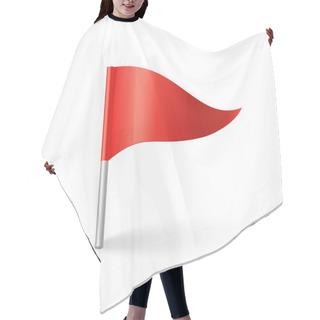 Personality  Red Flag Icon. Concept Of Pointer, Tag And Important Sign Vector Triangle Silk On Stick Hair Cutting Cape