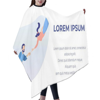 Personality  Cartoon Advertising Love Banner With Flying Couple Hair Cutting Cape