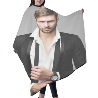 Personality  Fashion Man In Suit Hair Cutting Cape