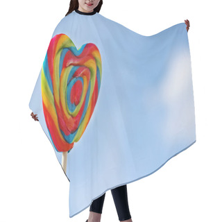 Personality  Bright Rainbow Lollipop On Stick And Blue Sky At Summer Hair Cutting Cape
