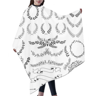 Personality  Vector Collection Of Black Line Laurels, Floral Elements And Banners Hair Cutting Cape