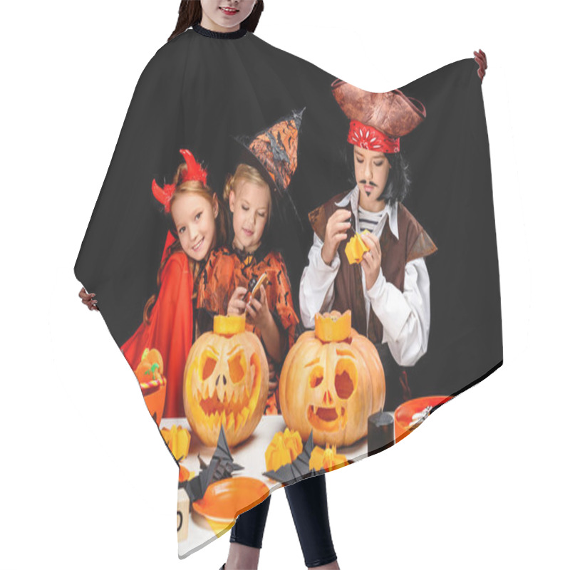 Personality  Children With Halloween Jack O Lanterns Hair Cutting Cape
