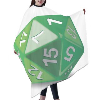 Personality  Illustration Object Given Of 20 Faces Green, For Role Playing Game, Piece Of Game. Ideal For Catalogs Game Instructions Hair Cutting Cape