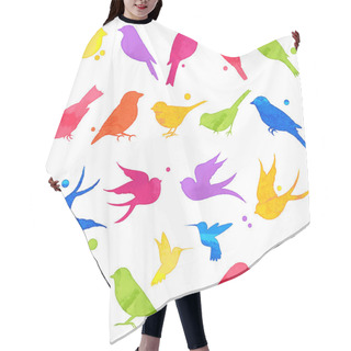 Personality  Vector Collection Of Bright Watercolor Bird Silhouettes Hair Cutting Cape