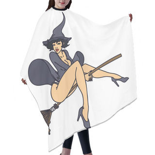 Personality  Tattoo In Traditional Style Of A Pinup Witch Hair Cutting Cape