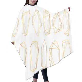 Personality  Geometric Frames Polyhedrons. Abstract Gold Frames. Luxury Decorative Modern Polygonal Geometric Banner Elements. Realistic Detailed Golden Polygonal Frames. Collection Of Geometrical Polyhedrons Hair Cutting Cape