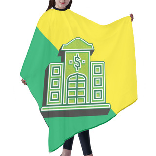 Personality  Bank Green And Yellow Modern 3d Vector Icon Logo Hair Cutting Cape