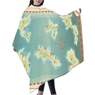 Personality  Illustration Of  Map Of Pirate With Islands Hair Cutting Cape