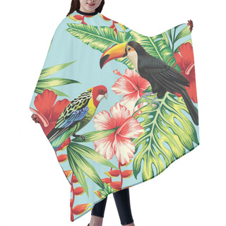 Personality  Tropical Birds And Flowers Seamless Background Hair Cutting Cape