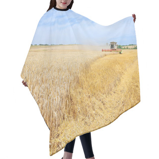 Personality  Grain Harvesting Combine In A Rural Landscape. Hair Cutting Cape