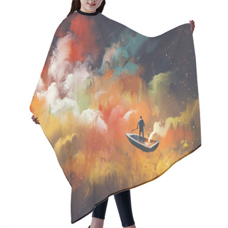 Personality  Man On A Boat In The Outer Space Hair Cutting Cape
