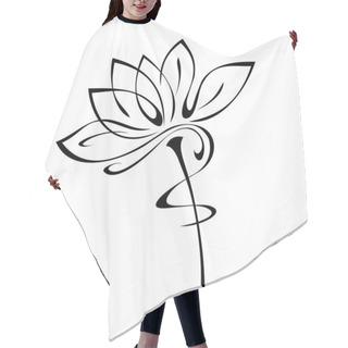 Personality  One Stylized Blooming Flower On A Short Stalk Without Leaves In Black Lines On A White Background Hair Cutting Cape