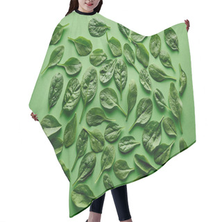 Personality  Top View Of Fresh And Organic Basil On Green Background  Hair Cutting Cape