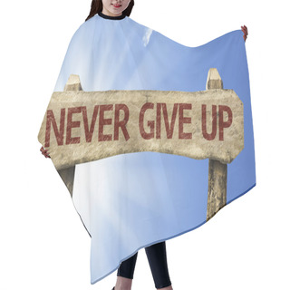 Personality  Never Give Up Wooden Sign Hair Cutting Cape
