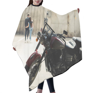 Personality  Young Couple With Motorcycle  Hair Cutting Cape