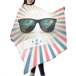Personality  Vector Sunglasses With Tropical Island Reflection In The Lens Hair Cutting Cape