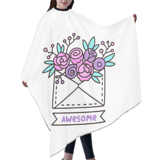Personality  Cute Envelope With Flowers On A White Background. Hair Cutting Cape