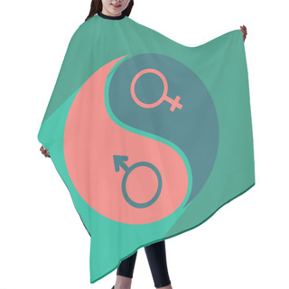 Personality  Flat With Shadow Icon And Mobile Application Equality Of The Sexes Hair Cutting Cape