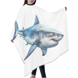 Personality  Awesome Great White Shark Isolated On White Background Hair Cutting Cape