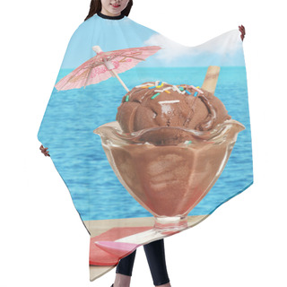 Personality  Chocolate Sundae With Sprinkles On Wood Table Hair Cutting Cape