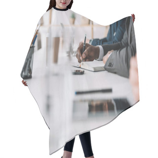 Personality  Hands Of Businessmen On Table Hair Cutting Cape