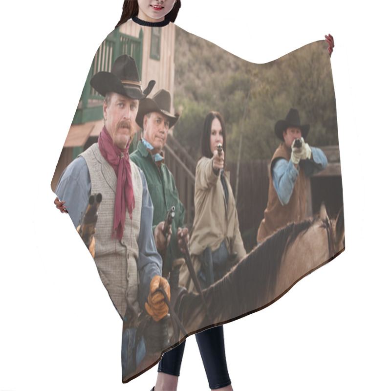 Personality  Four Tough Western Robbers Hair Cutting Cape