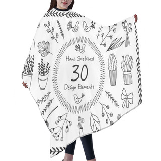 Personality  Set Of Hand-drawn Decorative Elements Hair Cutting Cape