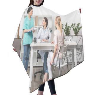 Personality  Young Patient And Medical Staff  Hair Cutting Cape