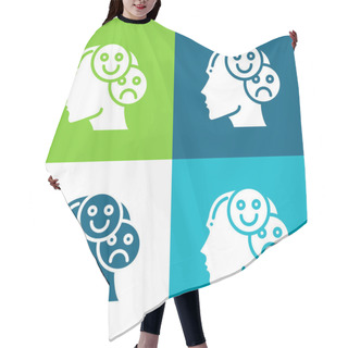 Personality  Bipolar Flat Four Color Minimal Icon Set Hair Cutting Cape