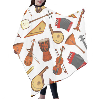Personality  Musical Instruments Of Folk Music Seamless Pattern Hair Cutting Cape