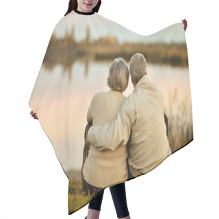 Personality  Elderly Couple In Nature Hair Cutting Cape
