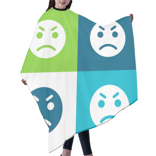 Personality  Anger Flat Four Color Minimal Icon Set Hair Cutting Cape